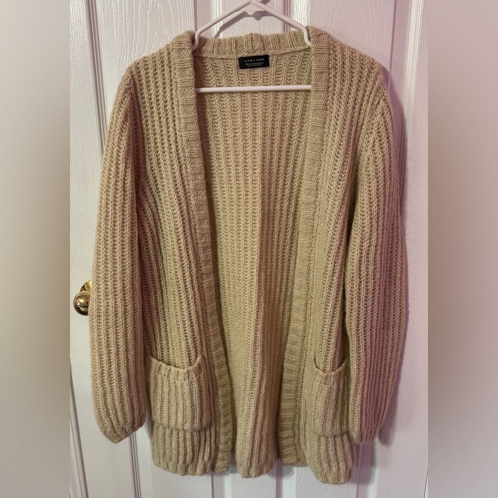 Zara Men Beige Cardigan Sweater
